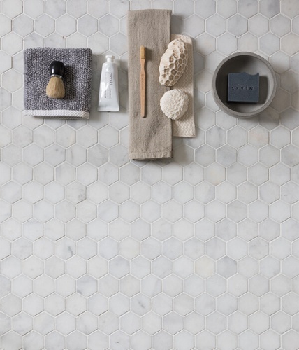 Ca Pietra Long Island Marble Small Hexagon Mosaic